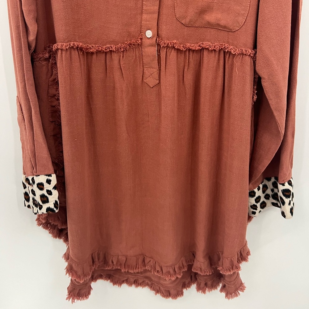 Umgee leopard print trim tunic dress - Picture 4 of 15
